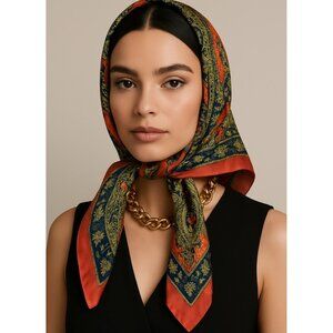 Aker, vintage silk scarf Size 34''x34''